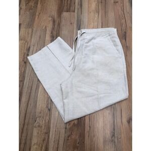 Cubavera Linen Blend Pants Light‎ Beige Drawstring Relaxed Fit XL NWOT